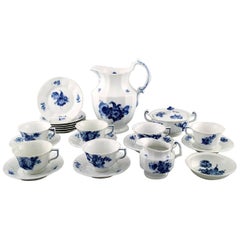 Six Persons Royal Copenhagen Blue Flower Angular Chocolate Service