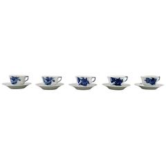 Five Set of Royal Copenhagen Blue Flower Angular, Espresso Cups Deco
