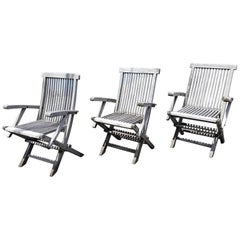 Set of Three Vintage Teak Folding Chairs by Andrew