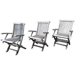 Set of Three Vintage Teak Folding Chairs by Andrew 9