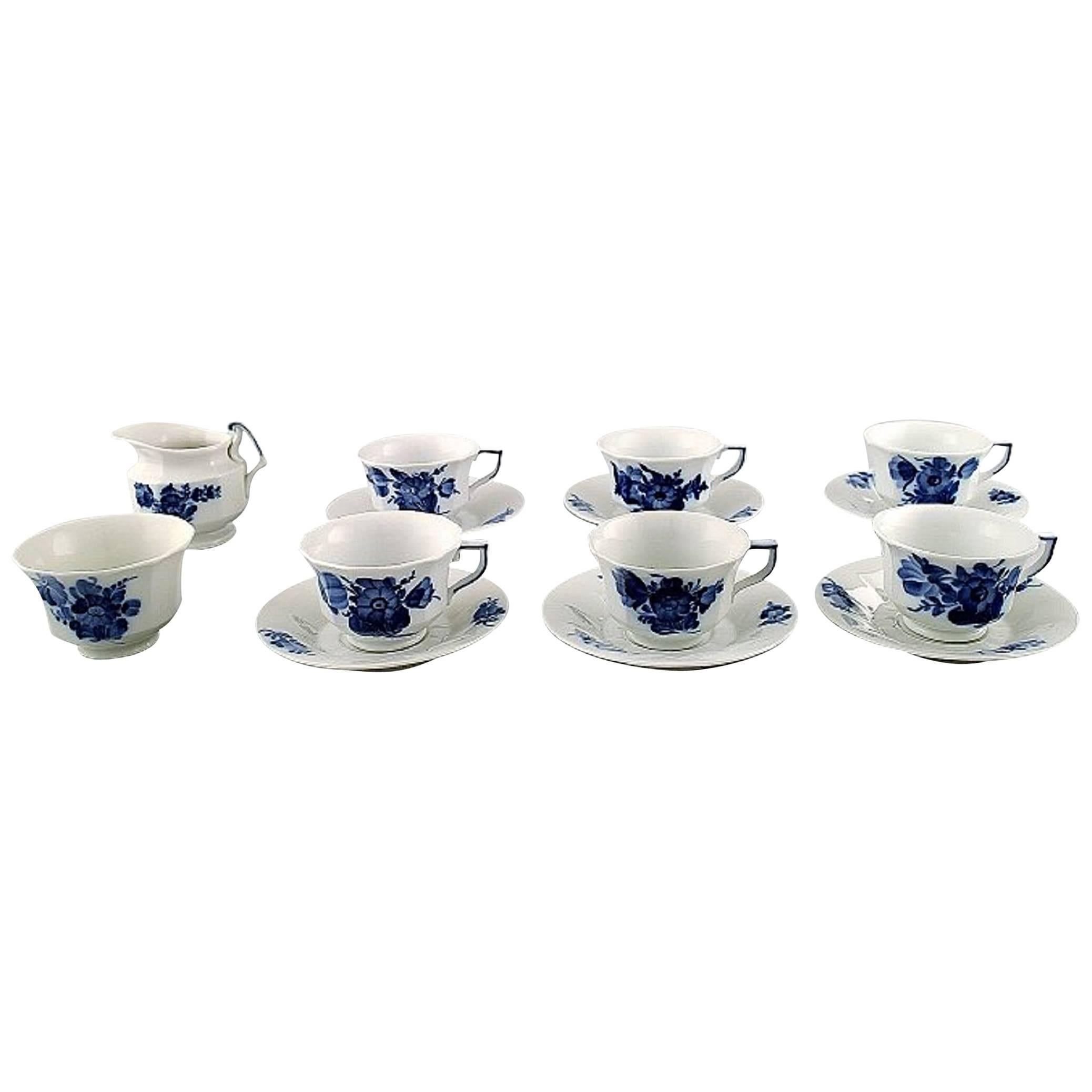 Six Person Royal Copenhagen Blue Flower Angular, Espresso Cups, 'Mocca Cups'