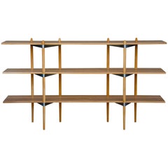 Casey Lurie Modern Low "Primo" Shelving System in White Oak with Stainless Steel