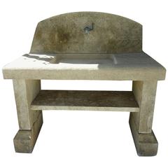 Used Stone Summer Kitchen with Sink, Pediment, Legs and Shelf