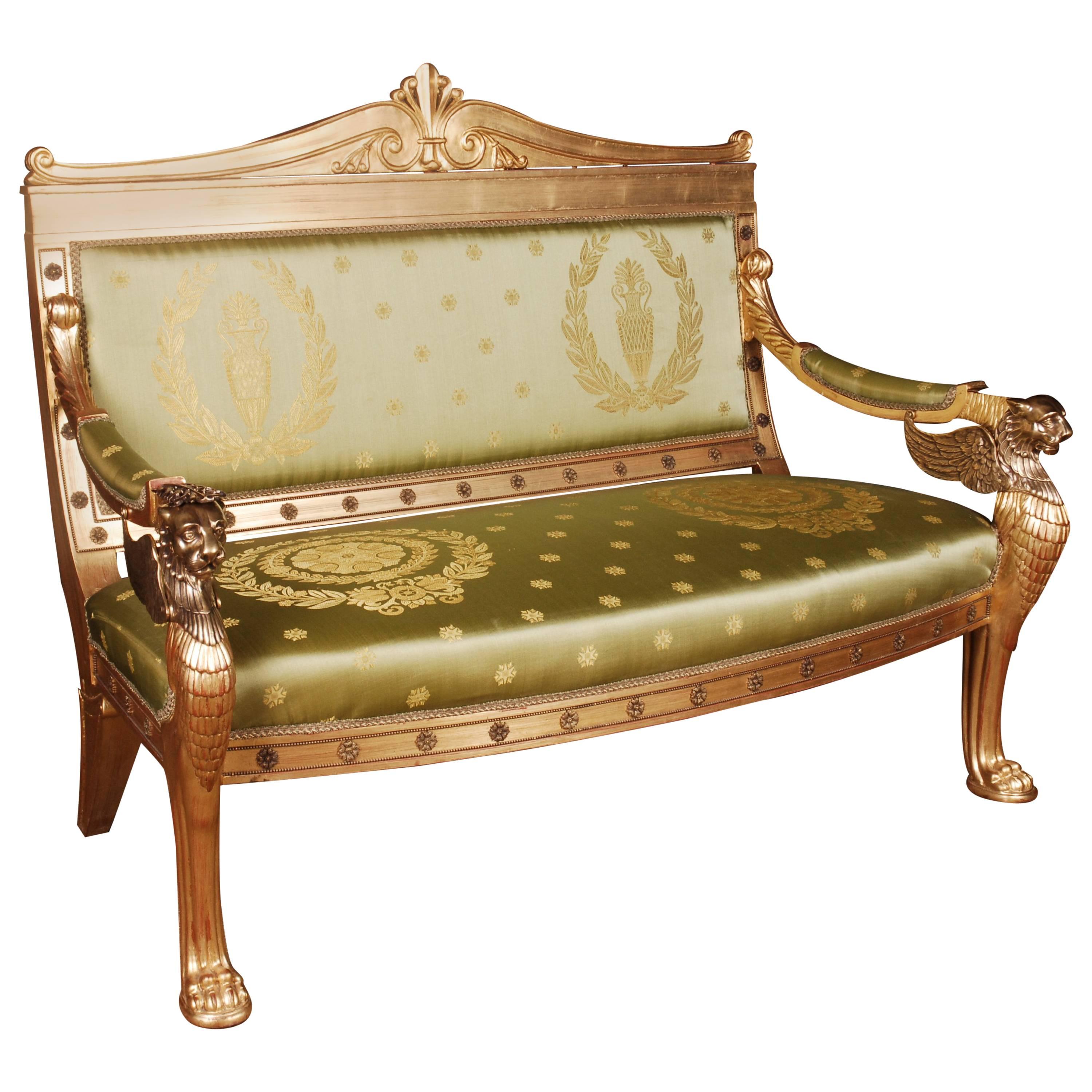 Imperial Lion Sofa with Lion and Wings in Empire Style For Sale at