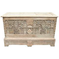 Limed Oak Small Gothic Style Coffer