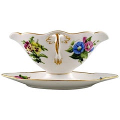 Antique Royal Copenhagen Sauceboat in Flora Danica Style