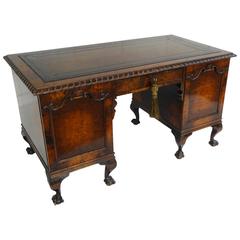 19th Century Continental Burr Walnut Desk