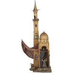 Cold Painted Antique Viennese Bronze Orientalist Style Lamp by Bergman 8