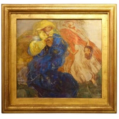 Judith Beheading Holofernes, Oil on Paper Dated 1919 Illegible Signature