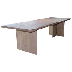 Modern Dining Table Constructed from Reclaimed and Bleached Door Panels