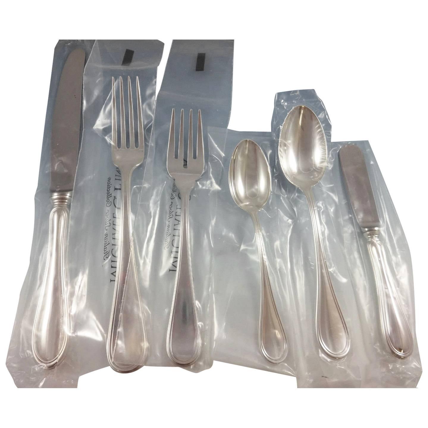 Giorgio by Fina Italy Sterling Silver Flatware Dinner Set 12 Service 77-PC New