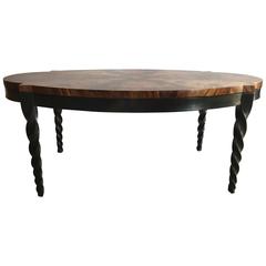 Hollywood Regency Style Jonathan Charles Coffee Cocktail Table on Ebony Base