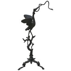 Late 19th Century Sculpture of Footed Bronze Stork Holding a Snake 4