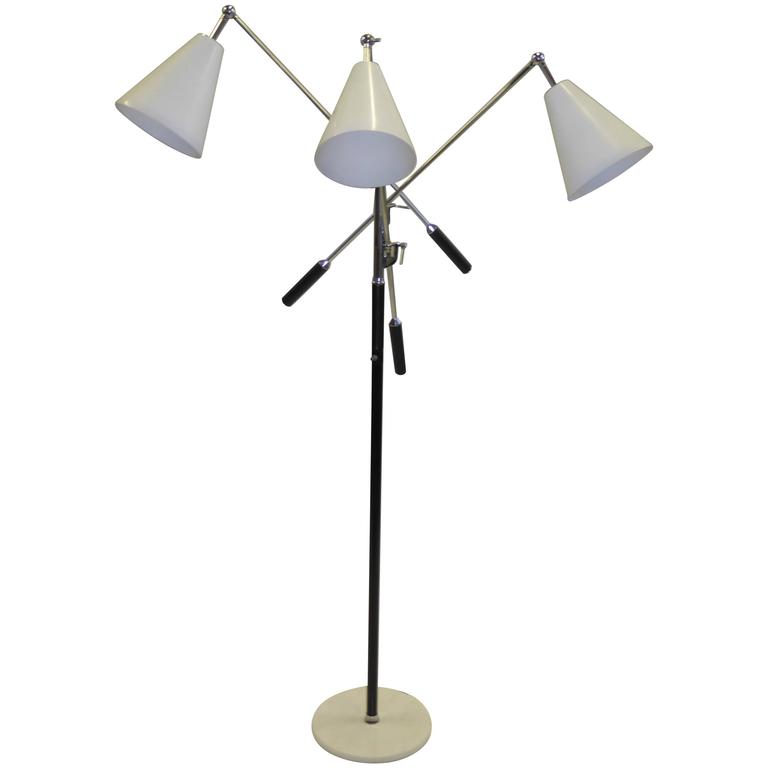 Angelo Lelli Style Design Triennale Three Arm Articulating Floor Lamp 1960s