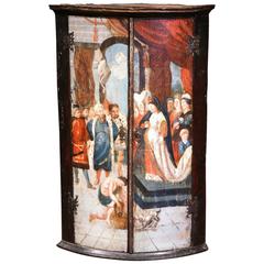 18th Century Italian Baroque Painted Wood Bowed Hanging Corner Cabinet 2