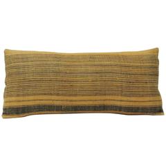 Vintage Chinese Homespun Linen Striped Decorative Bolster Pillow