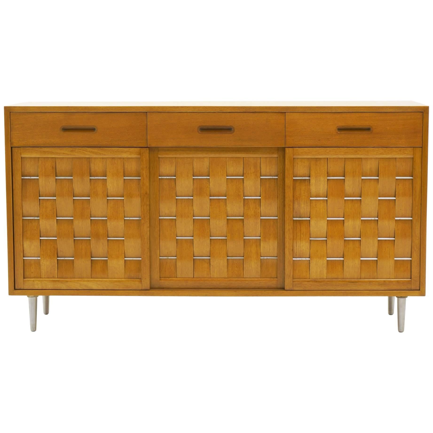 Edward Wormley for Dunbar Woven Front Storage Cabinet/Sideboard, Excellent