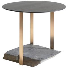 Missisquoi 05 End Table in Ash, Natural Stone and Gold Plating by Simon Johns