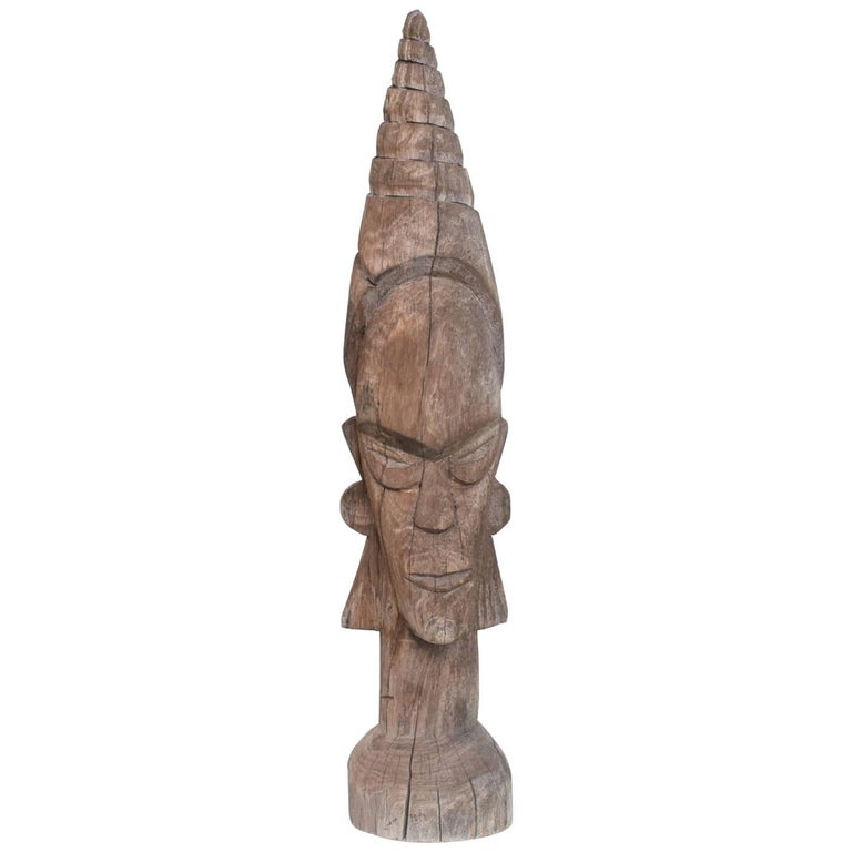 Antique Wood Craft Hadn't Carved TOTEM For Sale at 1stDibs