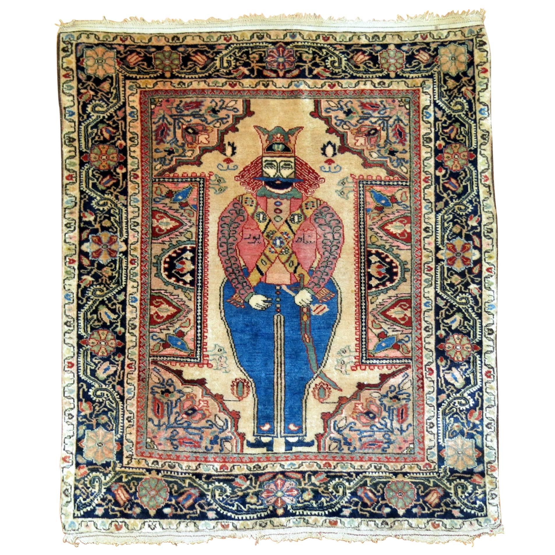 Antique Sarouk King Shapur Rug For Sale