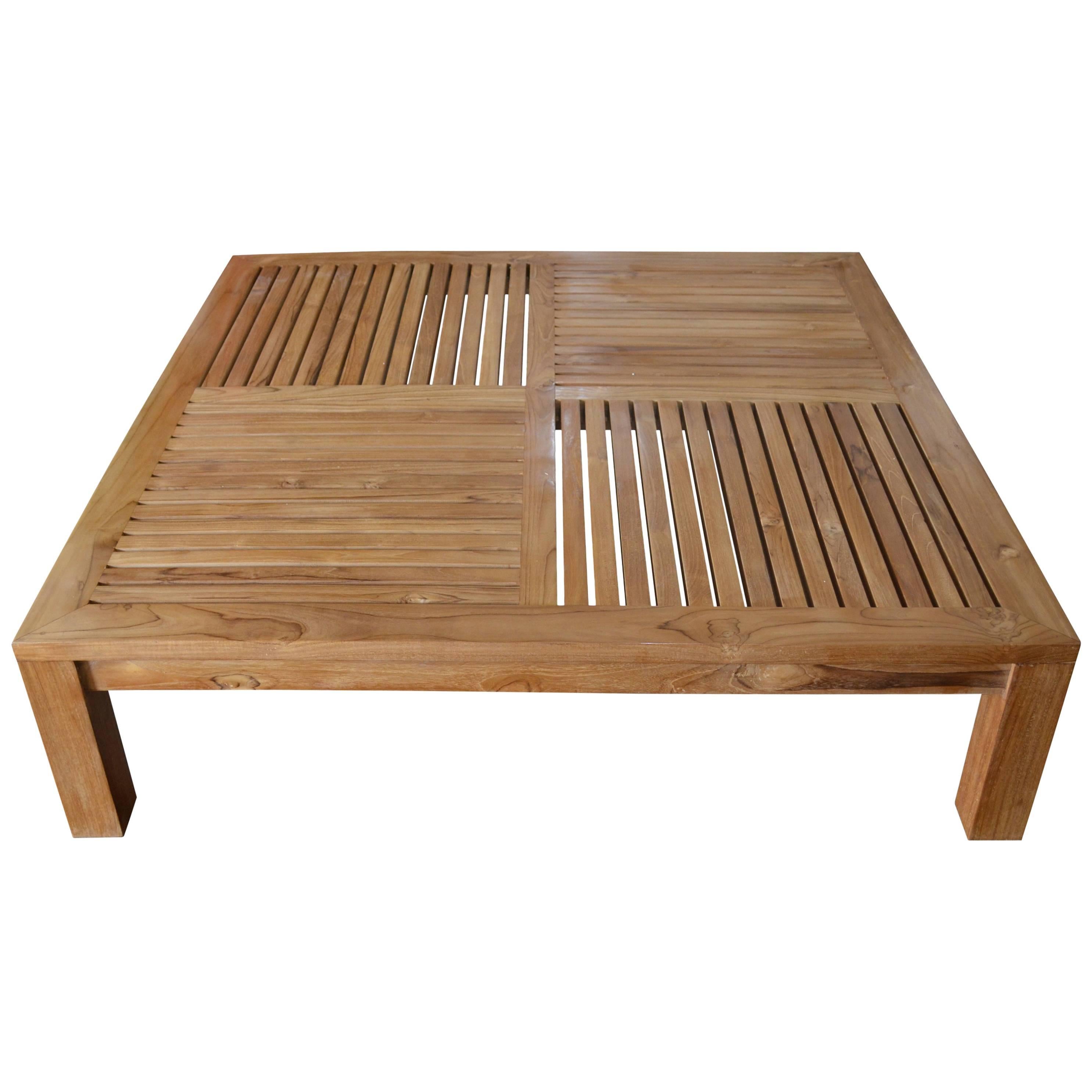 Andrianna Shamaris Slatted Teak Wood Coffee Table For Sale