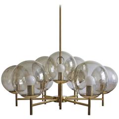 Glass and Brass Chandelier Pendant by Hans-Agne Jakobsson, Sweden, 1960s 6