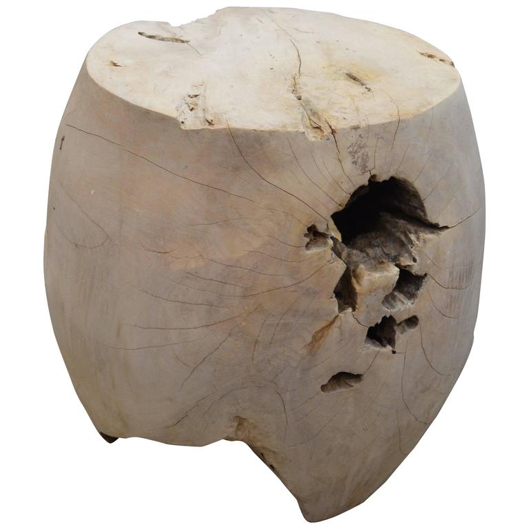 Organic Weathered Teak Wood Side Table or Stool For Sale Organic Weathered Teak Wood Side Table or Stool For Sale