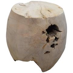 Organic Weathered Teak Wood Side Table or Stool 1