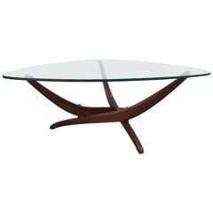 Modernist Walnut and Glass Cocktail Table by Forest Wilson