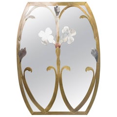 Mid-Century Modern Italian Mirror W Flowers Married Metals
