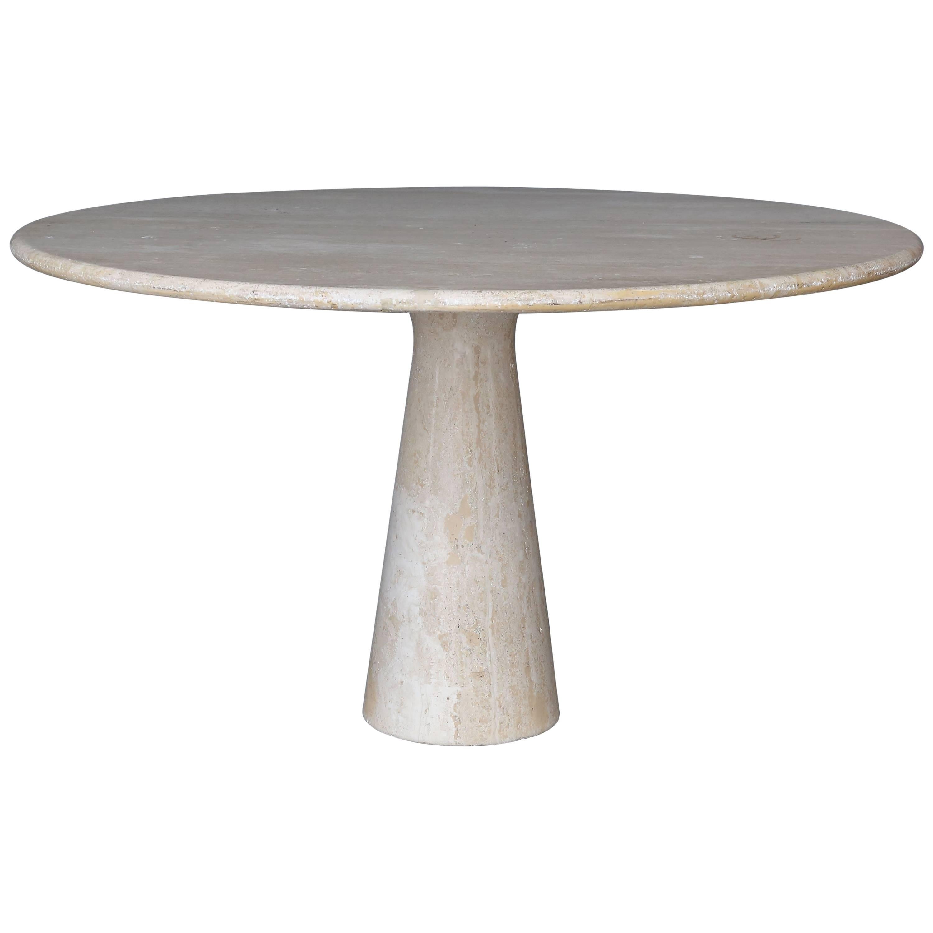 Travertine Dining Table in the style of Angelo Mangiarotti