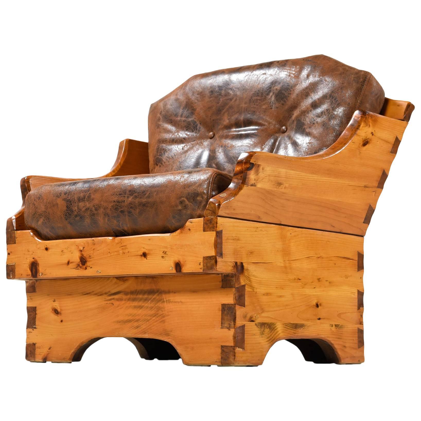 rustic leather armchair