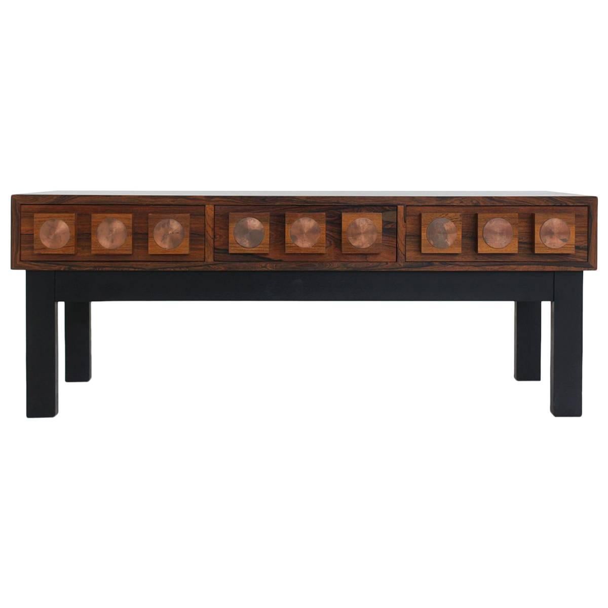Rosewood and Copper AB Glas and Trä Rosewood Hall Table For Sale
