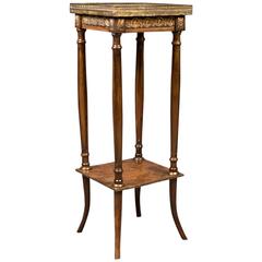 Antique Jardiniere, French Galleried Marble Stand, circa 1850