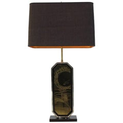 Brass Etched Table Lamp by George Mathias