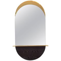 Solis Mirror, Small, in Lacquered Brass and Blackened Ash by Simon Johns