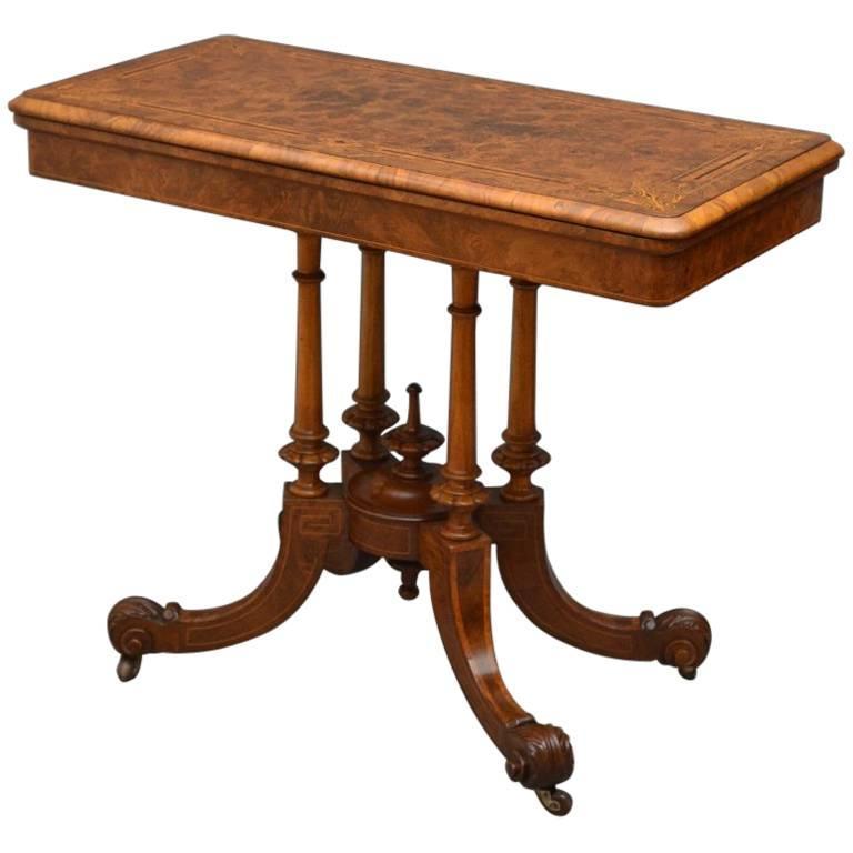 Victorian Games Table or Walnut Card Table For Sale at 1stdibs