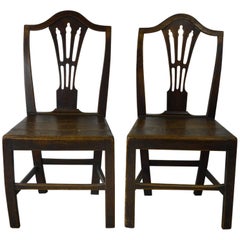 Pair of Antique Oak Country Hepplewhite Chairs