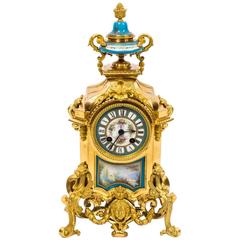 Antique French Sevres Porcelain Ormolu Mantel Clock, circa 1870