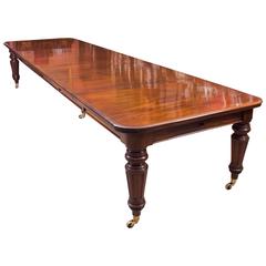 Antique Victorian Flame Mahogany Extending Dining Table, circa 1870