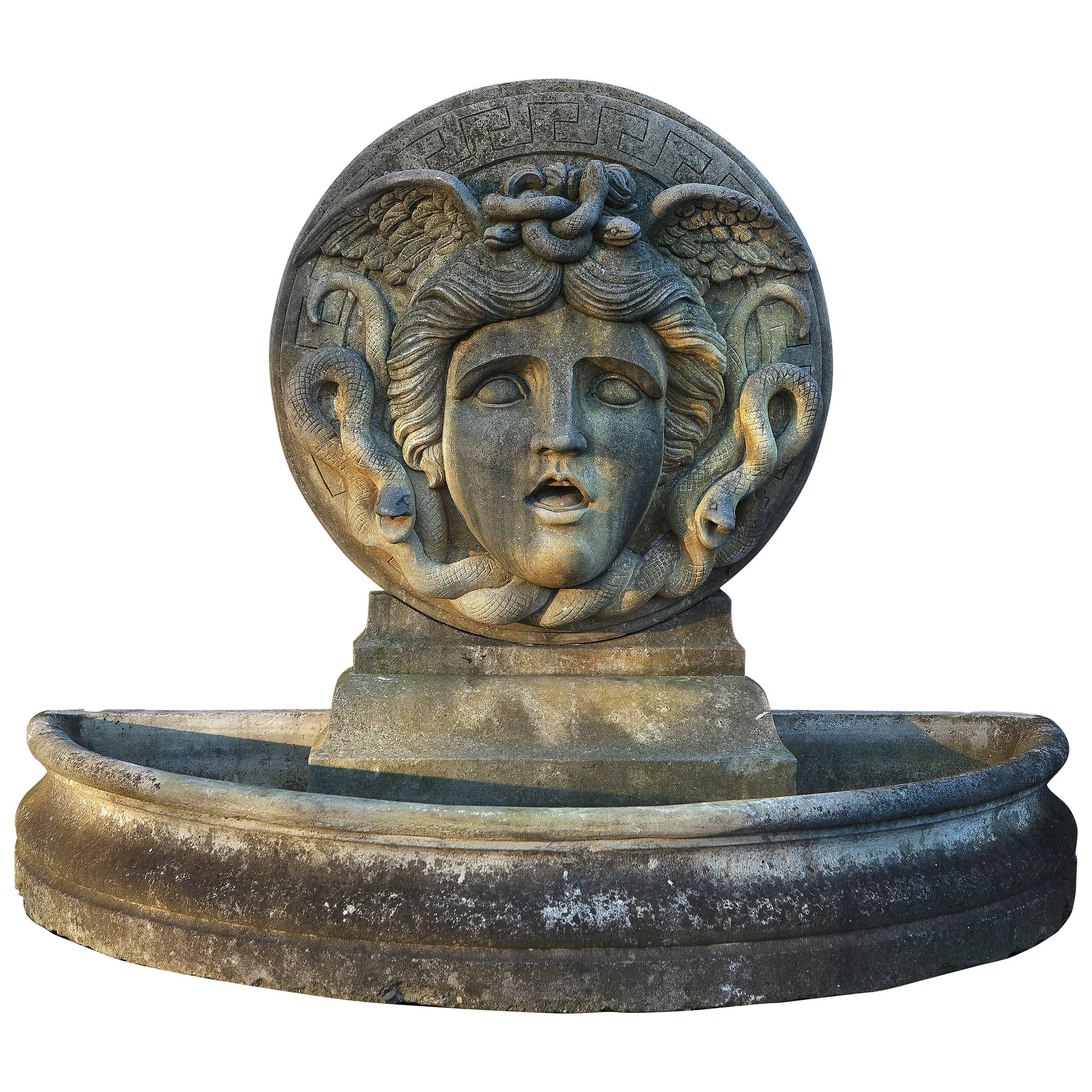 Italian Limestone Medusa Wall Fountain