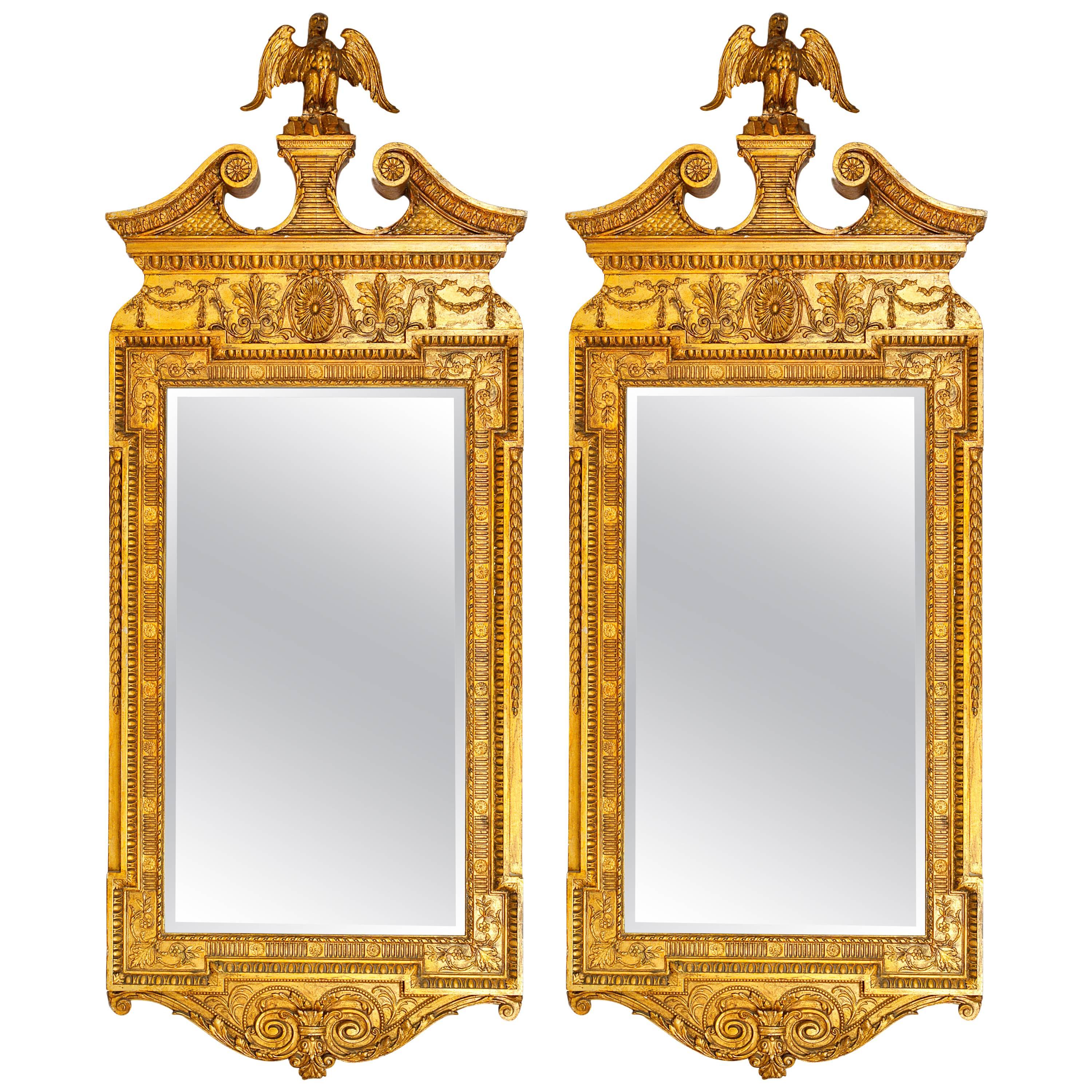 Large Pair of Early 19th Century William Kent Style Pier Mirrors