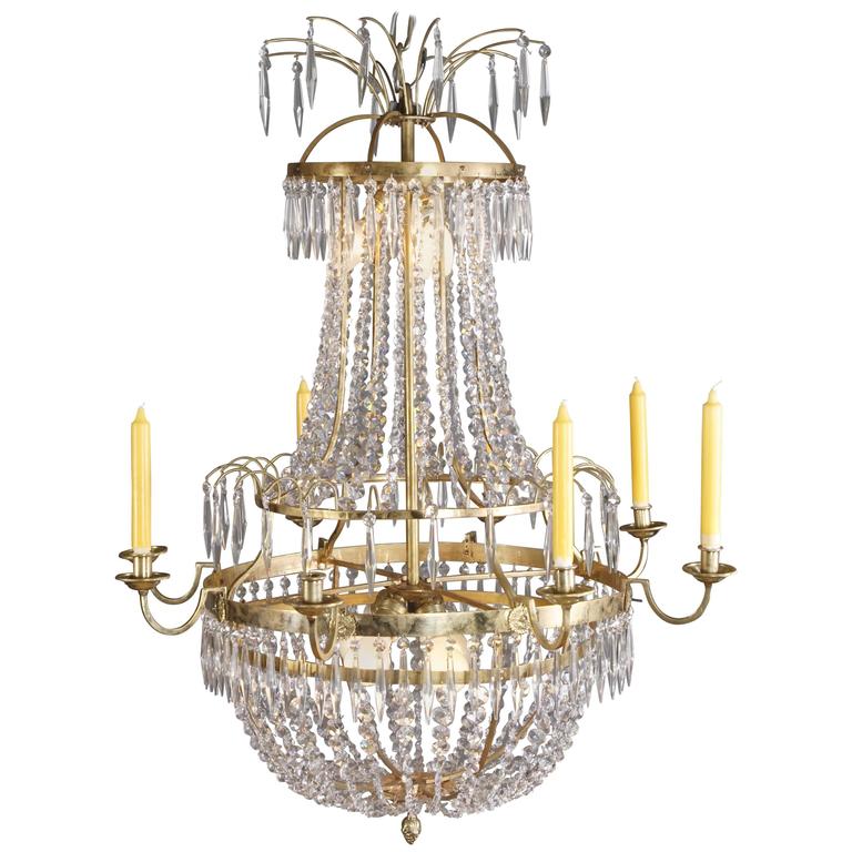 Antique Swedish Chandelier in Classicism Style For Sale at 1stDibs