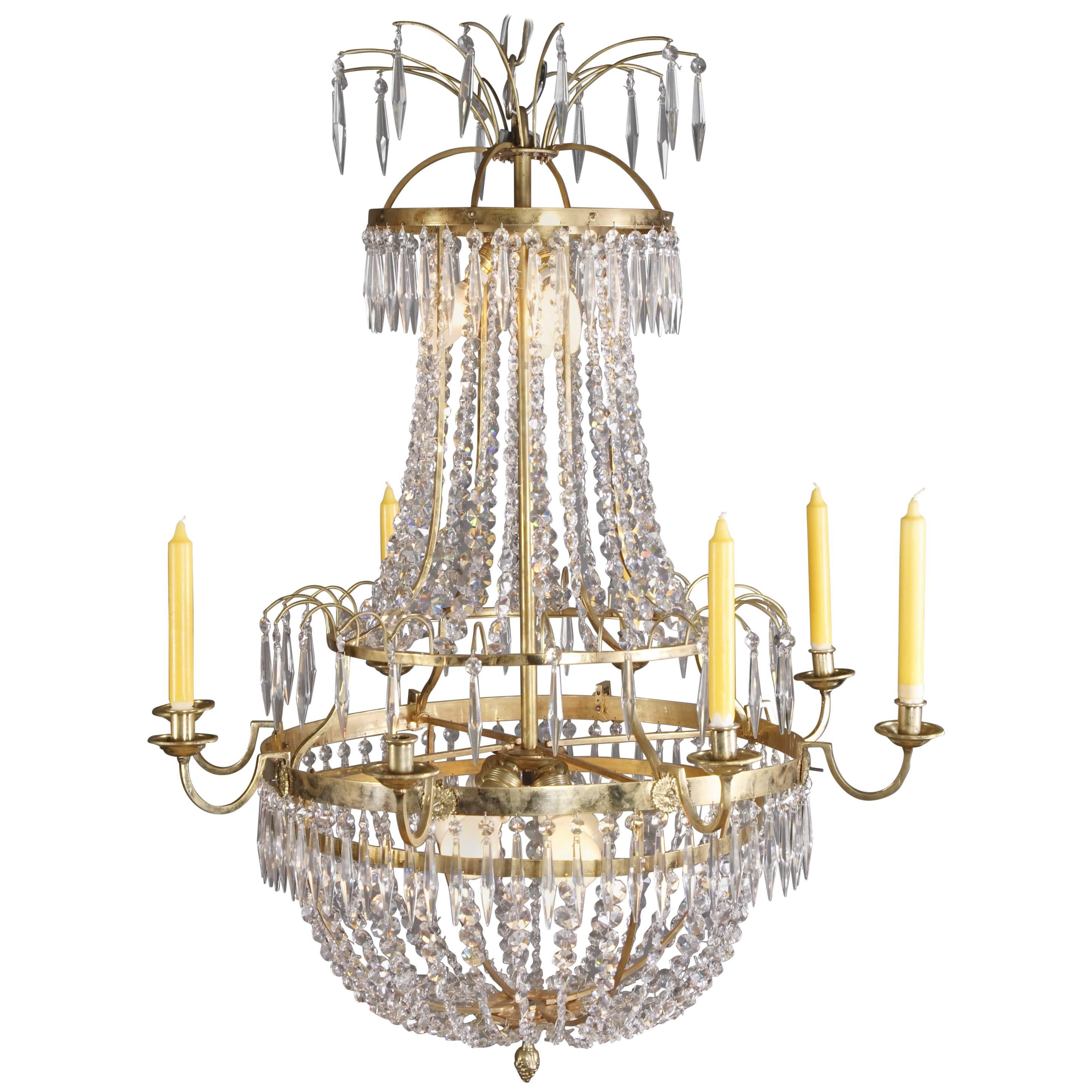 Antique Swedish Chandelier in Classicism Style