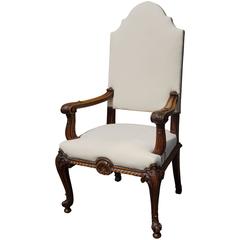 Antique Hand-Carved Rococo Revival Armchair with Perfect Upholstery 2