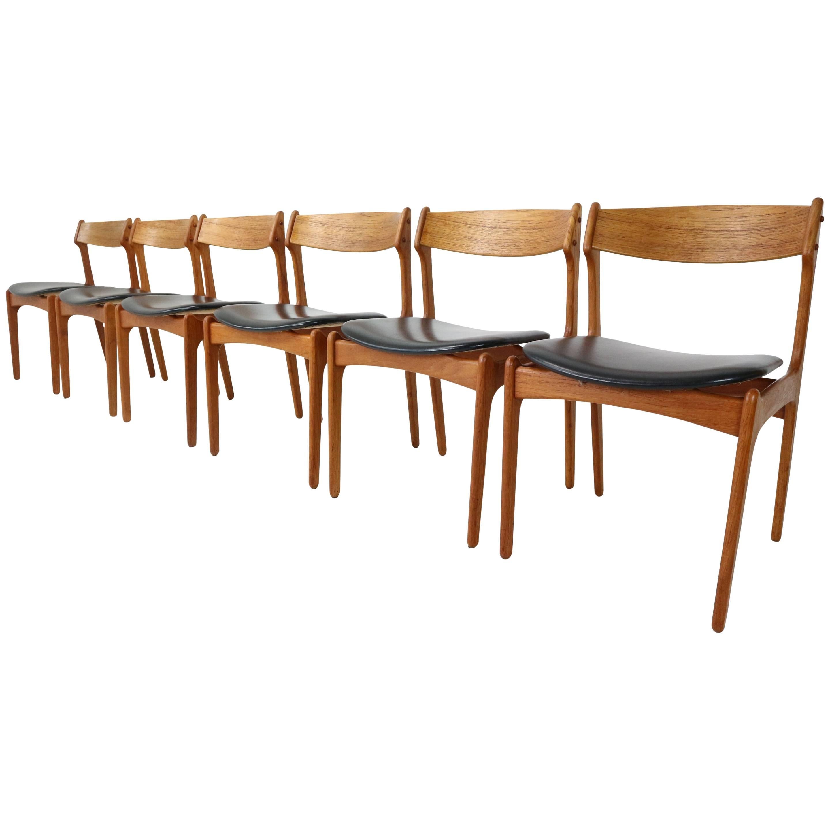 Set of Six Danish Teak Dining Chairs Designed by Erik Buch for O.D