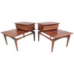 Retro Pair of Two-Tier Floating Top End Tables by Lane Furniture