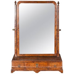 George I Burr and Figured Walnut Dressing Mirror