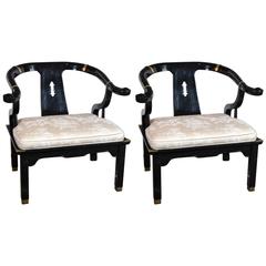 Pair of James Mont Horseshoe Chairs 7