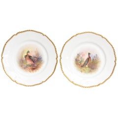 Pair of Game Bird Plates, Antique Limoges, France